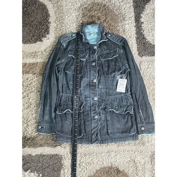 Free People Double Cloth Women’s XS Utility Button Up Military Jacket Gray NWT - Picture 4 of 7